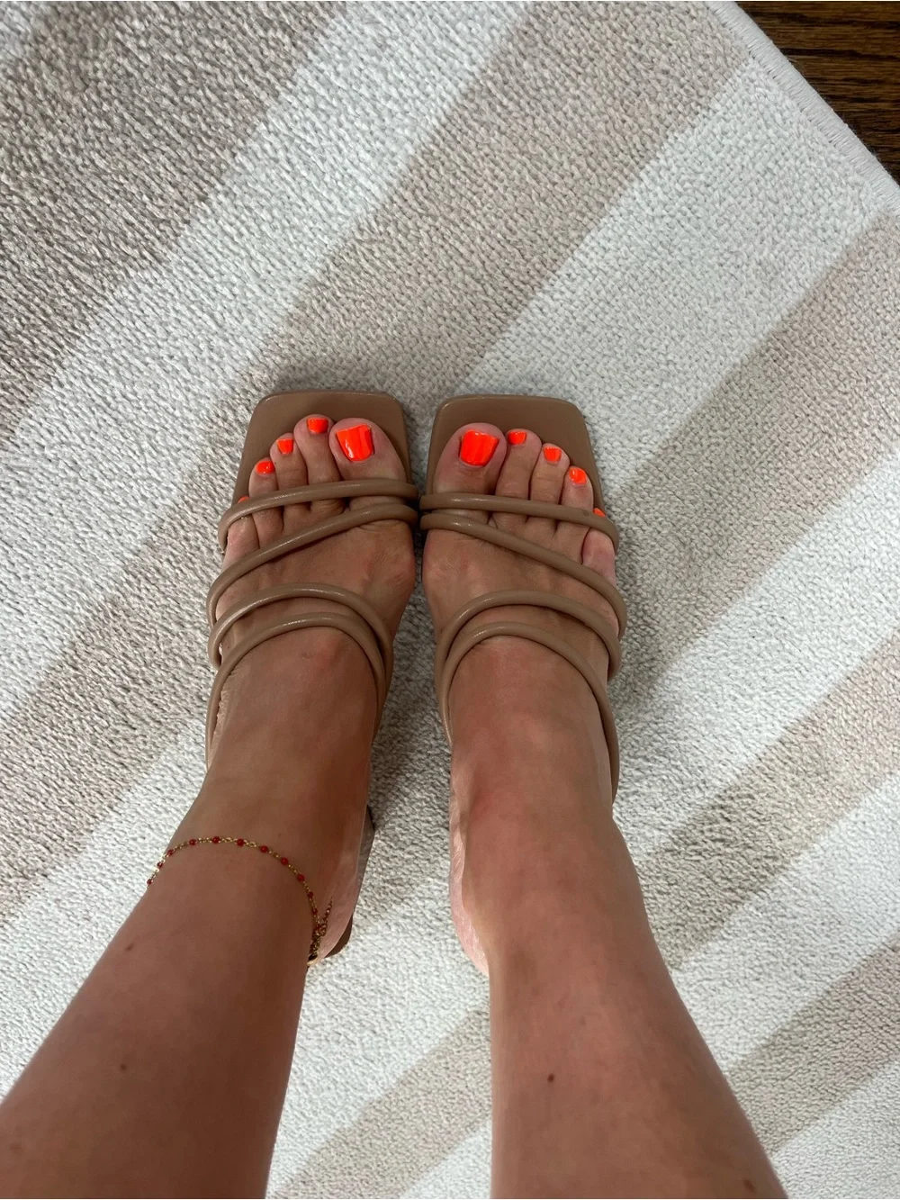 Abound Tan Multi-Strap Square-Toe Heeled Sandals